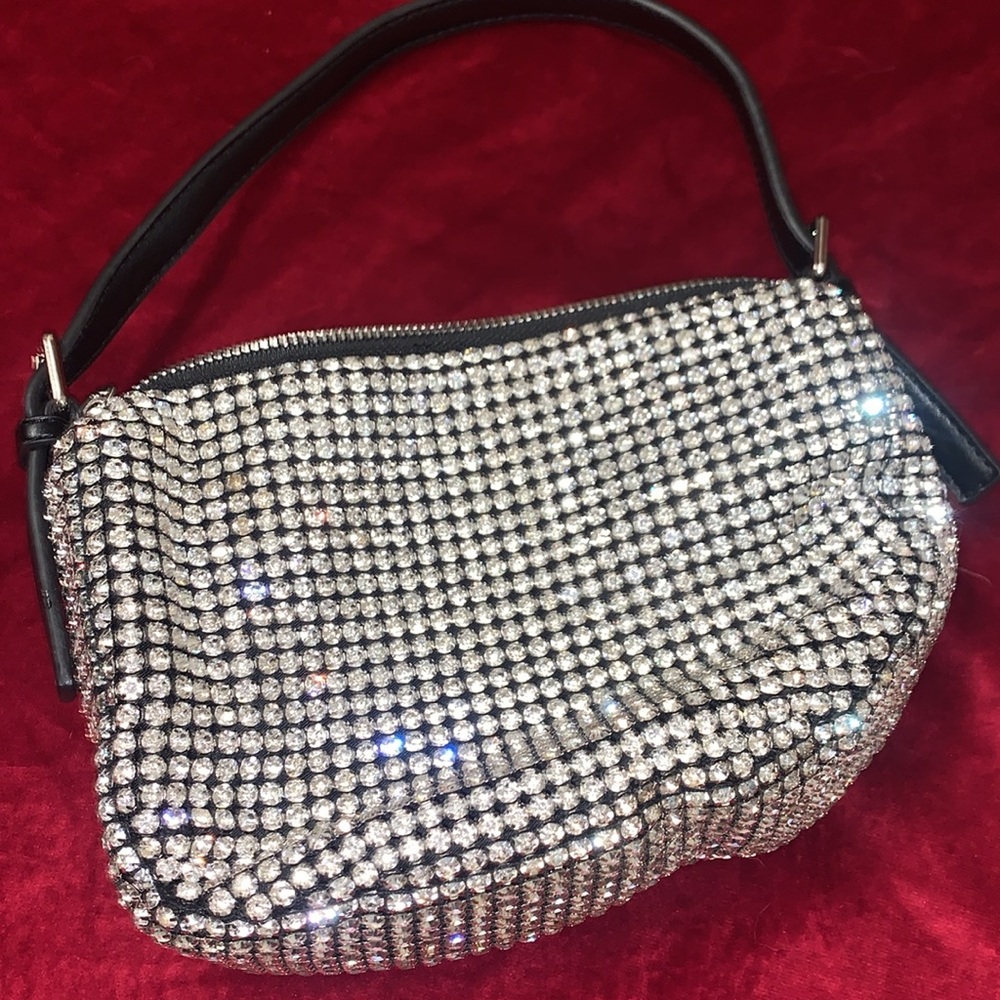 Madison West Sparkly Shiny Rhinestone Small Evening Handbag Purse - Picture 5 of 5